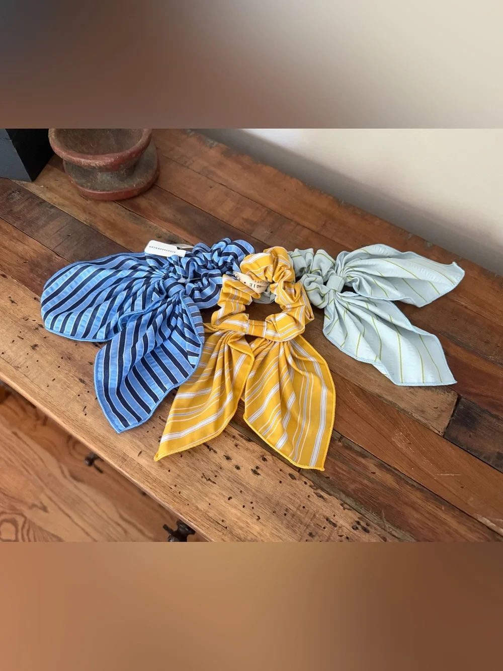 Anthropologie Stripe Bow Ponytail Accessory Set of 3